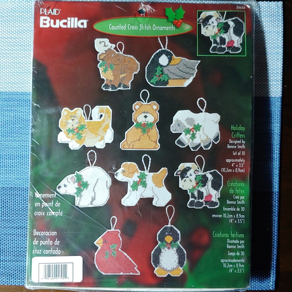 Bucilla Holiday Critters Cross Stitch Ornaments Kit